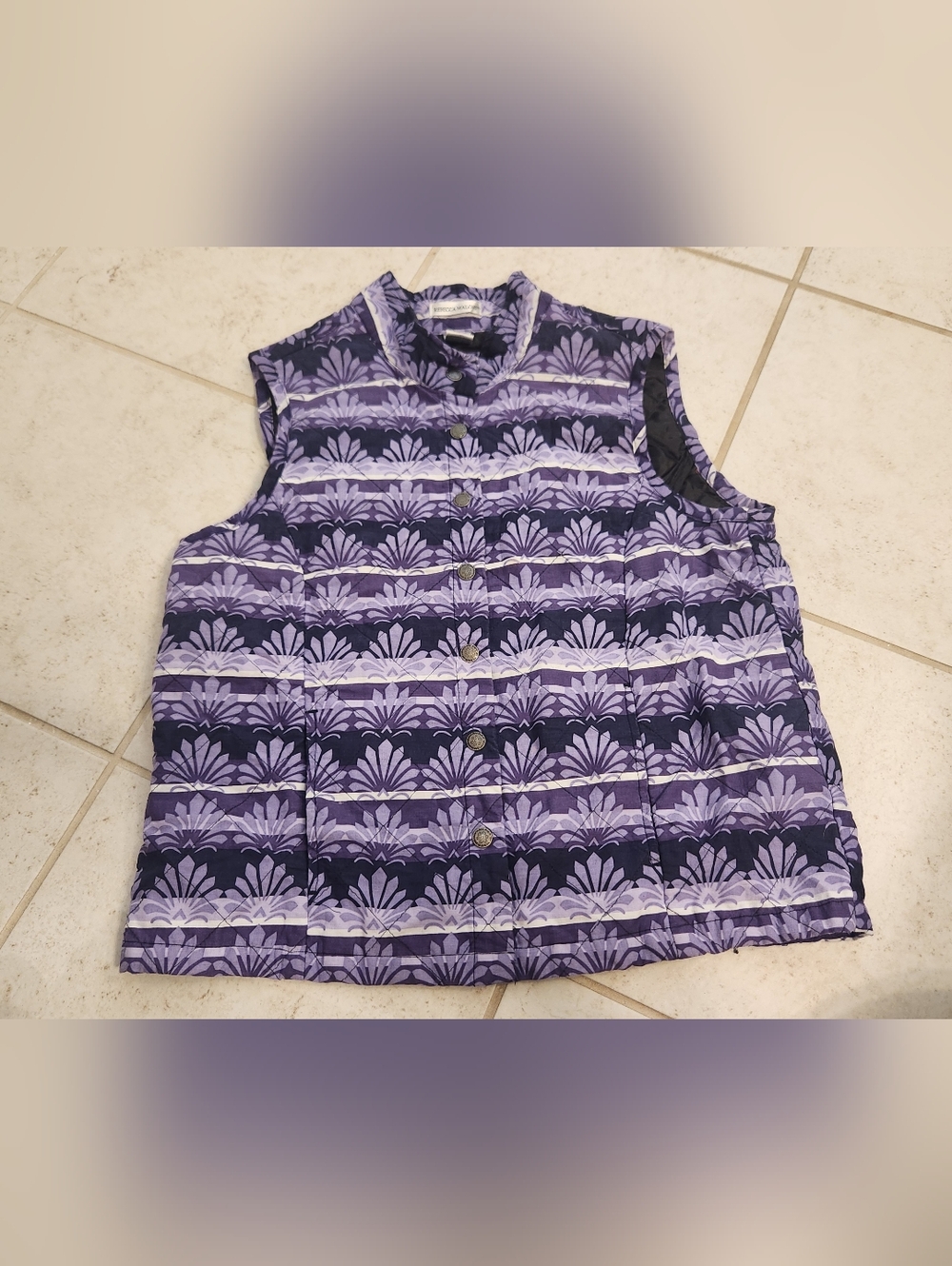 Rebecca Malone Purple Tribal Floral Vest Cotton Size M #P1285